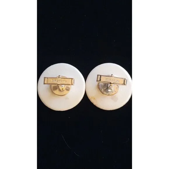 VINTAGE SATSUMA STYLE CUFFLINKS GOLD HAND PAINTED CERAMIC 7 Lucky Gods Estate